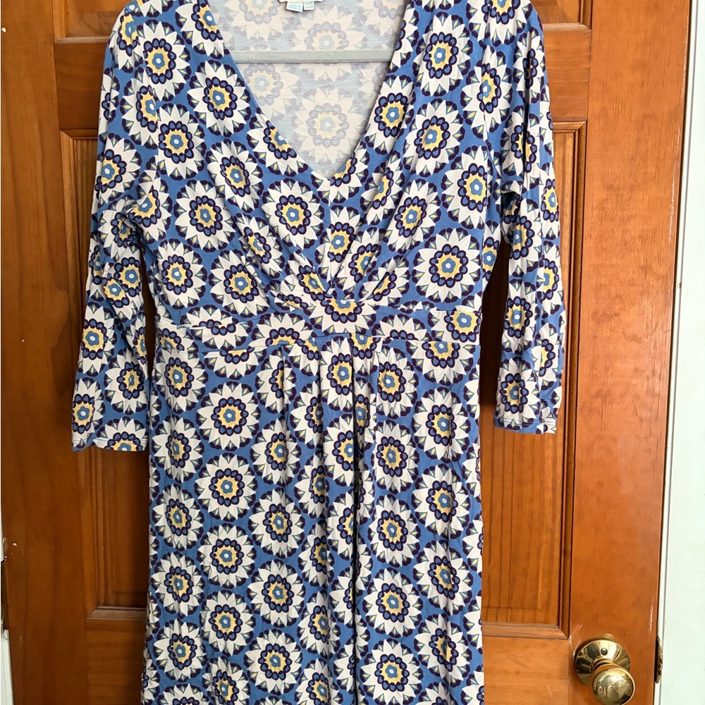 Boden Blue, White and Yellow Floral Wrap Top